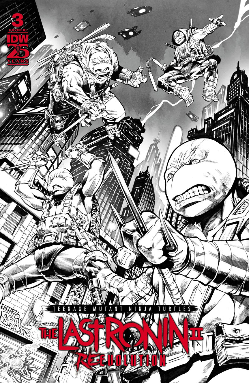 Teenage Mutant Ninja Turtles: The Last Ronin II #2 - Re-Evolution #3 1:75 Esau & Isaac Escorza Black & White Variant